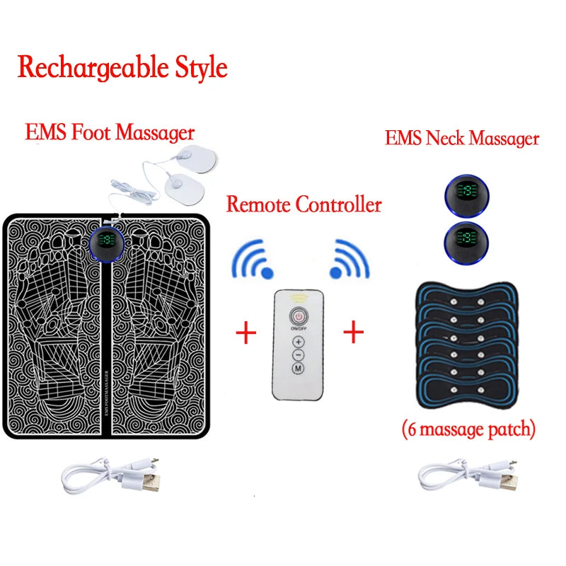 EMS Foot Massager Mat – Wireless Remote, 8 Modes & 19 Levels for Tired Feet & Circulation