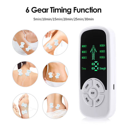 Portable TENS & EMS Muscle Stimulator – 6 Modes, 15 Intensity Levels, Timer & LCD Screen