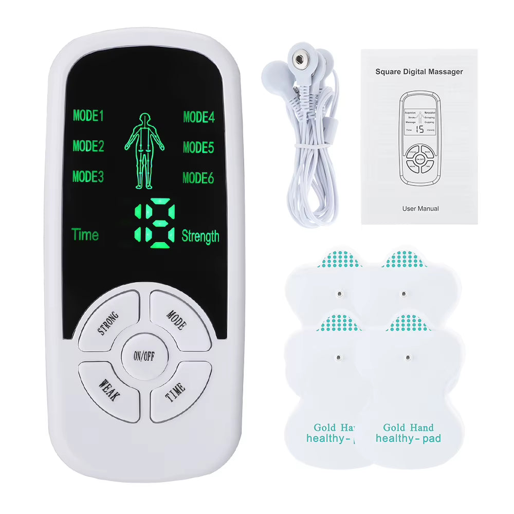 Portable TENS & EMS Muscle Stimulator – 6 Modes, 15 Intensity Levels, Timer & LCD Screen
