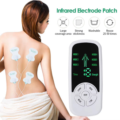 Portable TENS & EMS Muscle Stimulator – 6 Modes, 15 Intensity Levels, Timer & LCD Screen